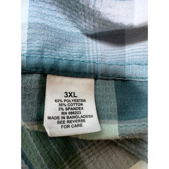 Magellan 3XL Men’s Green Plaid Short Sleeve Shirt Outdoors Gorp Core Plus Size - Picture 6 of 11